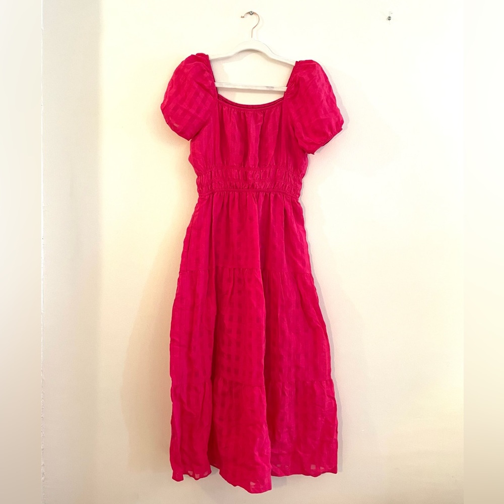 Anthropologie Hot Pink Midi Dress